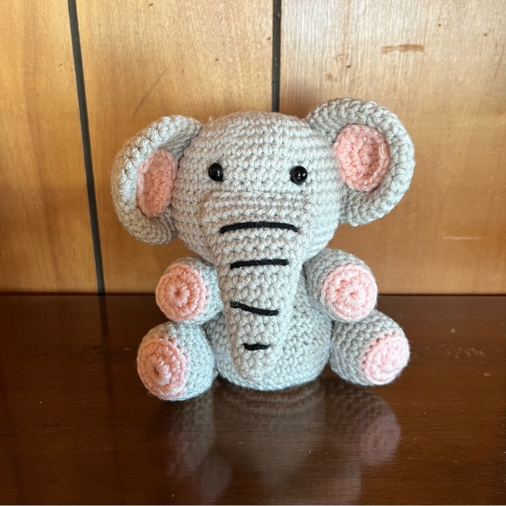 🎉HP🎉 🐘 Handmade Gray and Pink Elephant Plush 🐘